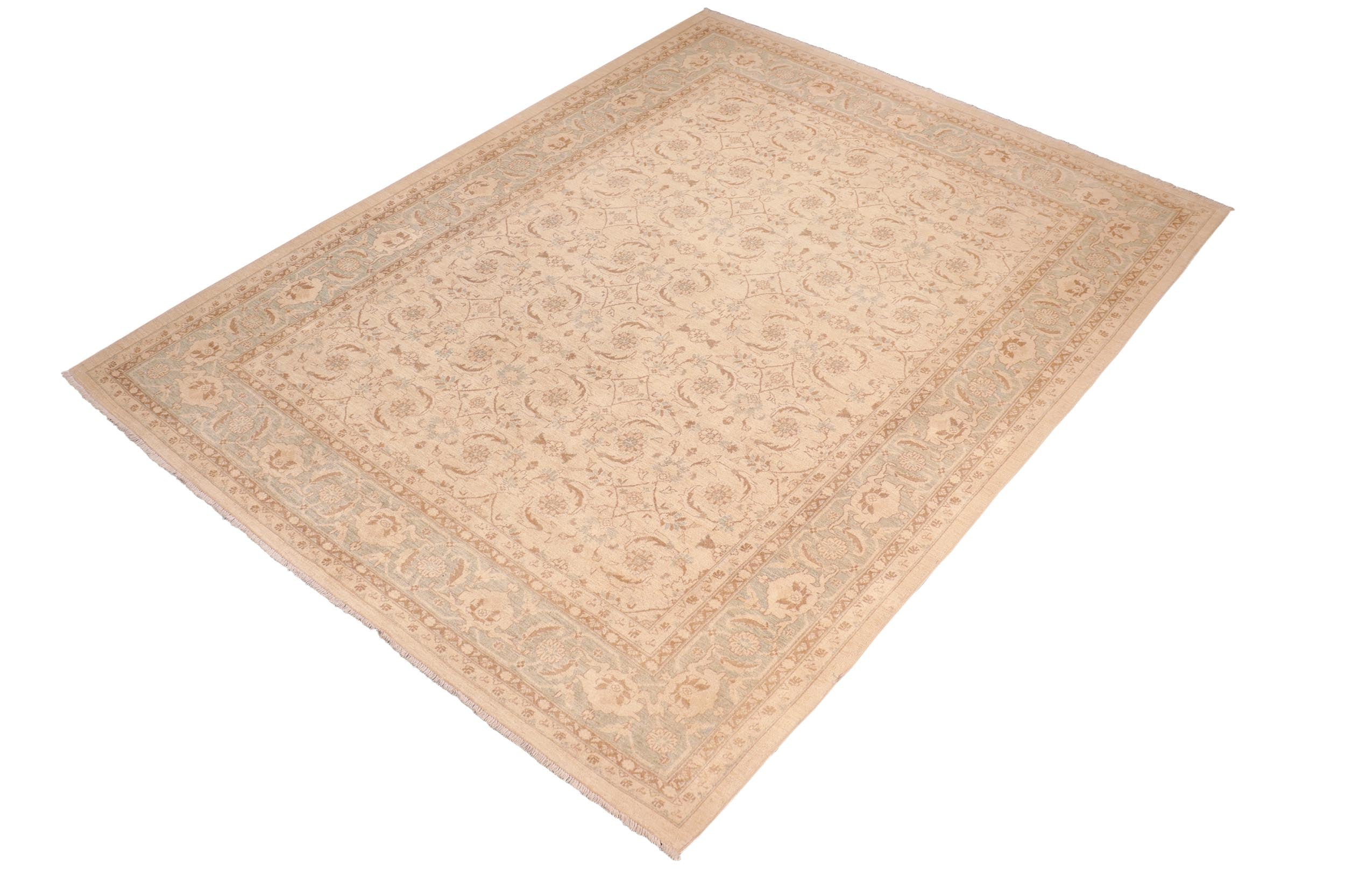 handmade Transitional Kafkaz Beige Green Hand Knotted RECTANGLE 100% WOOL area rug 8' x 10'