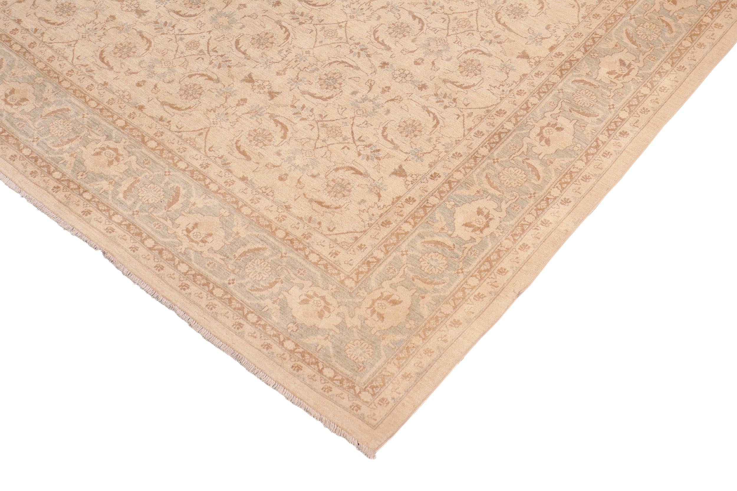 handmade Transitional Kafkaz Beige Green Hand Knotted RECTANGLE 100% WOOL area rug 8' x 10'