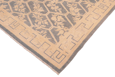 handmade Transitional Kafkaz Blue Beige Hand Knotted RECTANGLE 100% WOOL area rug 8' x 10'