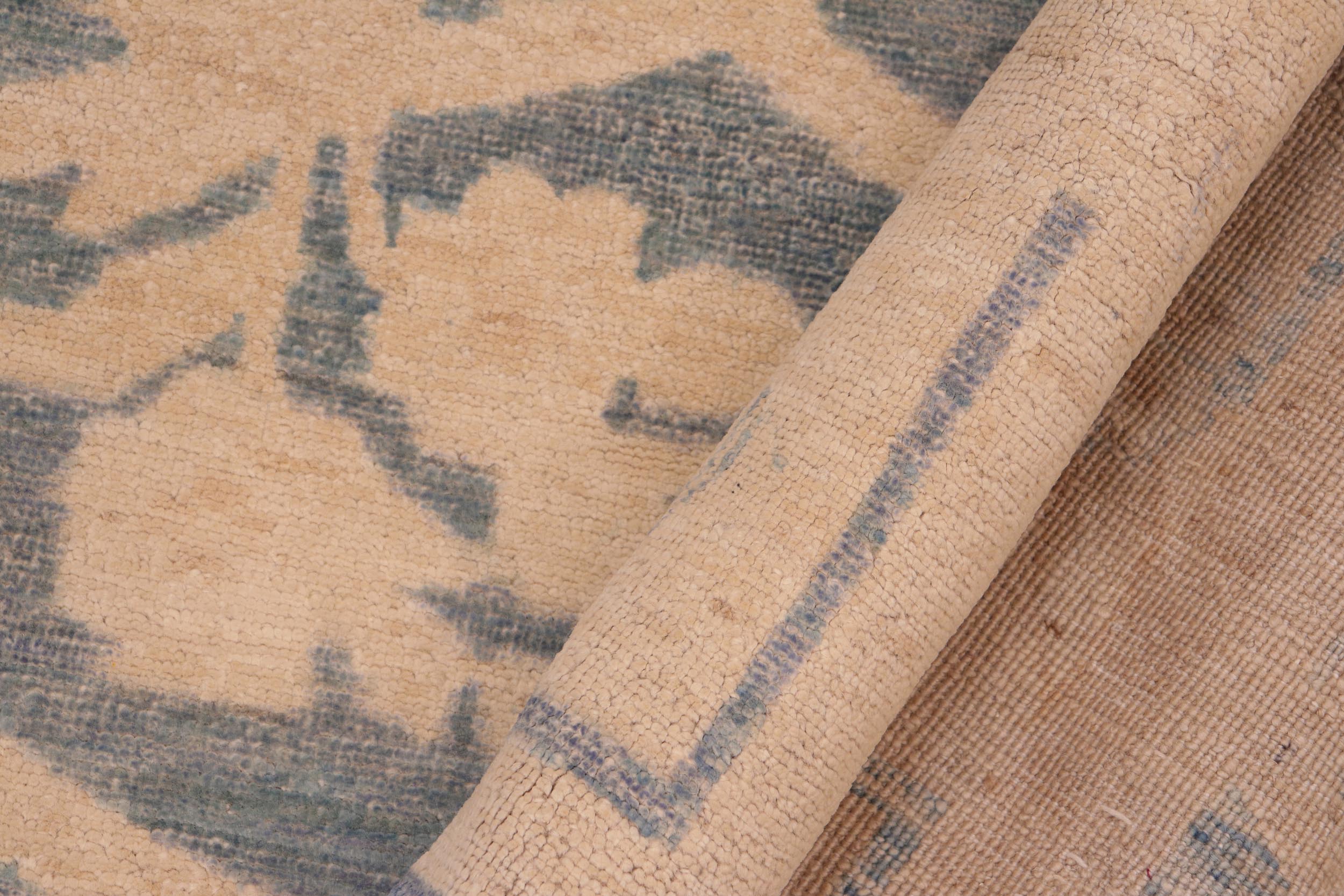 handmade Transitional Kafkaz Blue Beige Hand Knotted RECTANGLE 100% WOOL area rug 8' x 10'