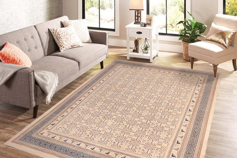handmade Transitional Kafkaz Beige Lt. Green Hand Knotted RECTANGLE 100% WOOL area rug 8' x 10'
