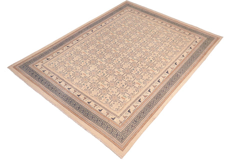handmade Transitional Kafkaz Beige Lt. Green Hand Knotted RECTANGLE 100% WOOL area rug 8' x 10'