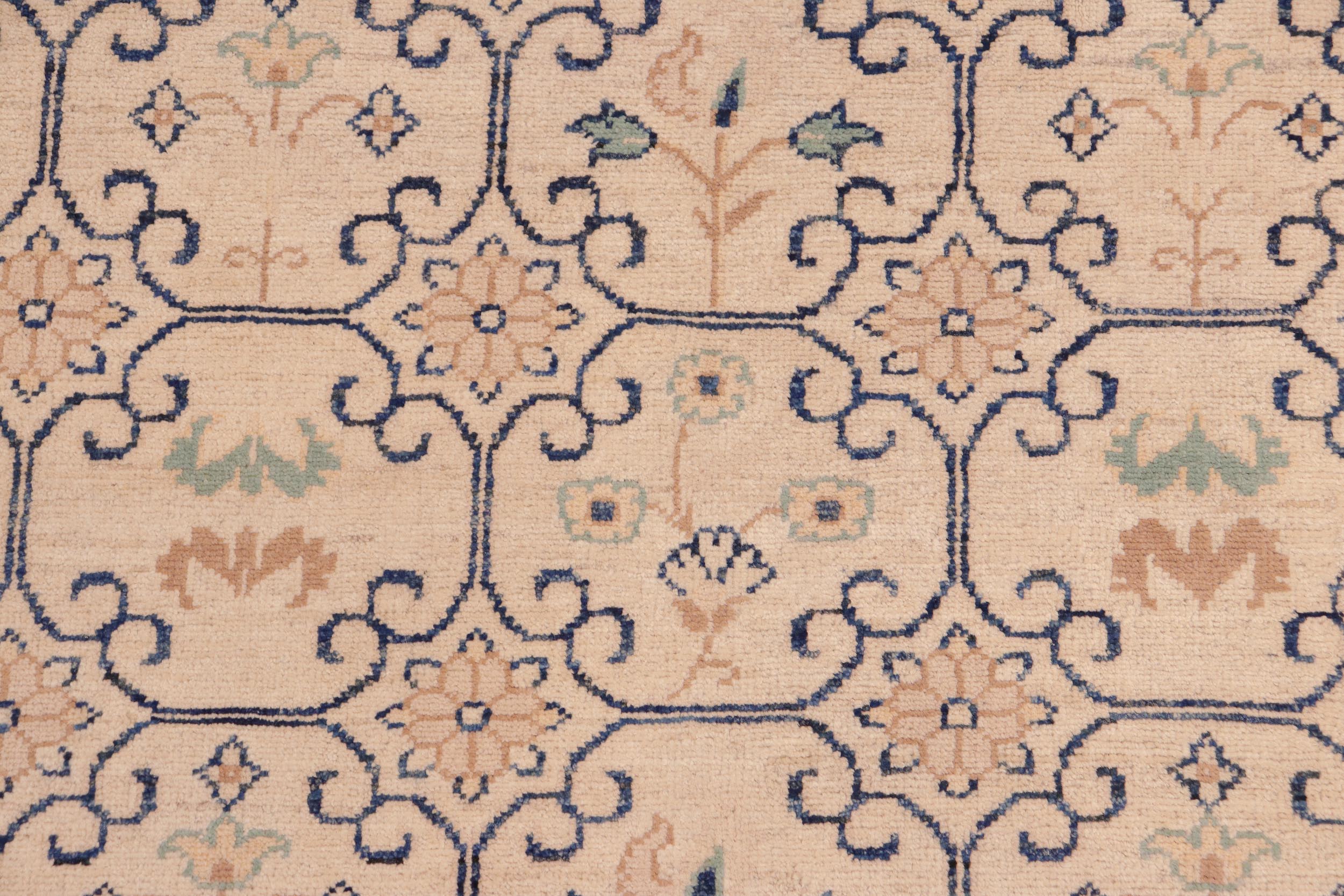 handmade Transitional Kafkaz Beige Lt. Green Hand Knotted RECTANGLE 100% WOOL area rug 8' x 10'