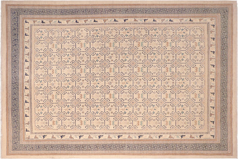 handmade Transitional Kafkaz Beige Lt. Green Hand Knotted RECTANGLE 100% WOOL area rug 8' x 10'