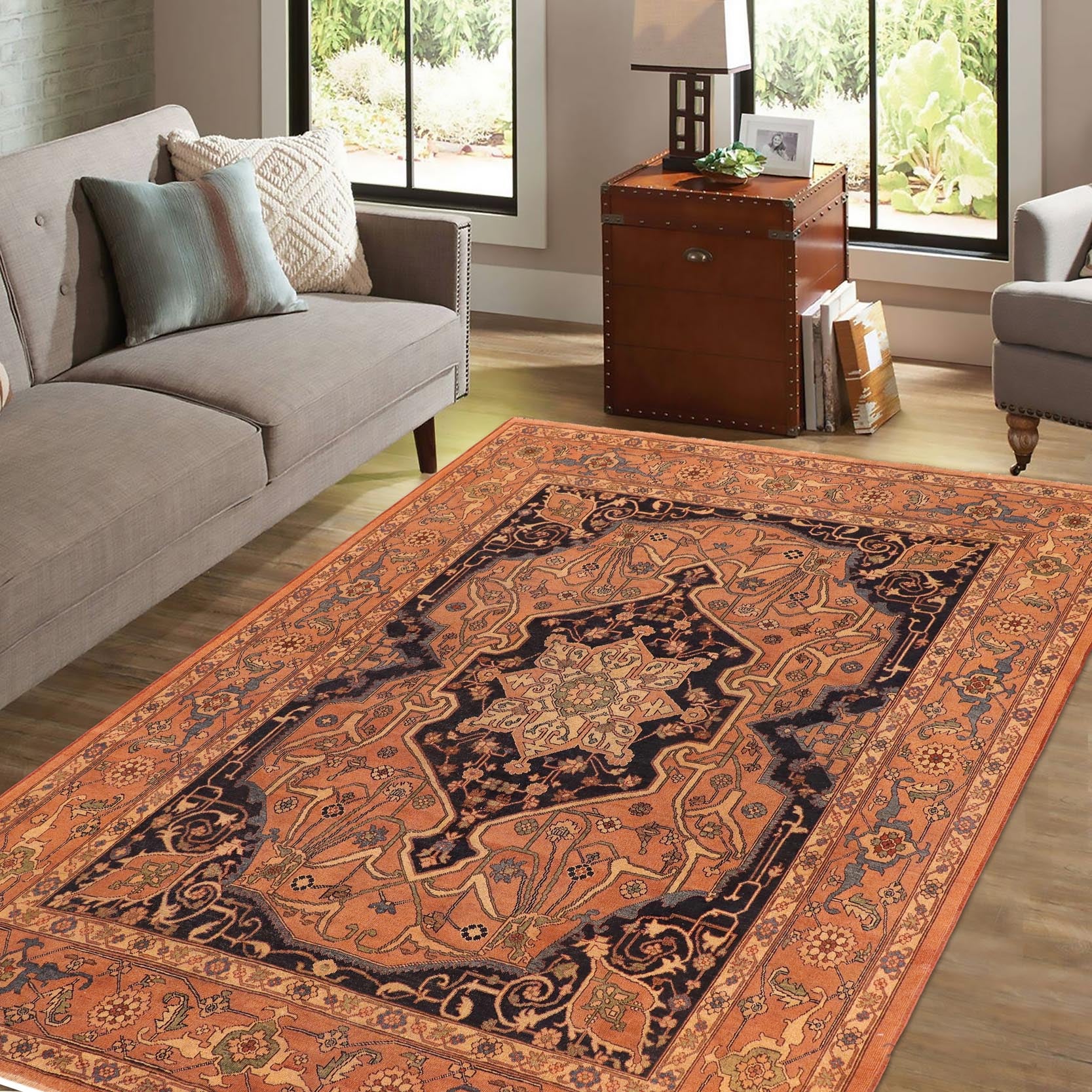 handmade Traditional Antique Rust Rust Hand Knotted RECTANGLE 100% WOOL area rug 8' x 10'