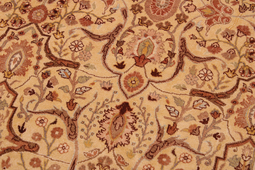 handmade Transitional Lahore Gold Rose Hand Knotted RECTANGLE 100% WOOL area rug 9' x 12'