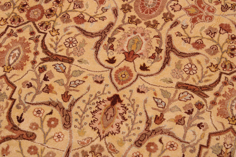 handmade Transitional Lahore Gold Rose Hand Knotted RECTANGLE 100% WOOL area rug 9' x 12'