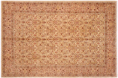 handmade Transitional Lahore Gold Rose Hand Knotted RECTANGLE 100% WOOL area rug 9' x 12'