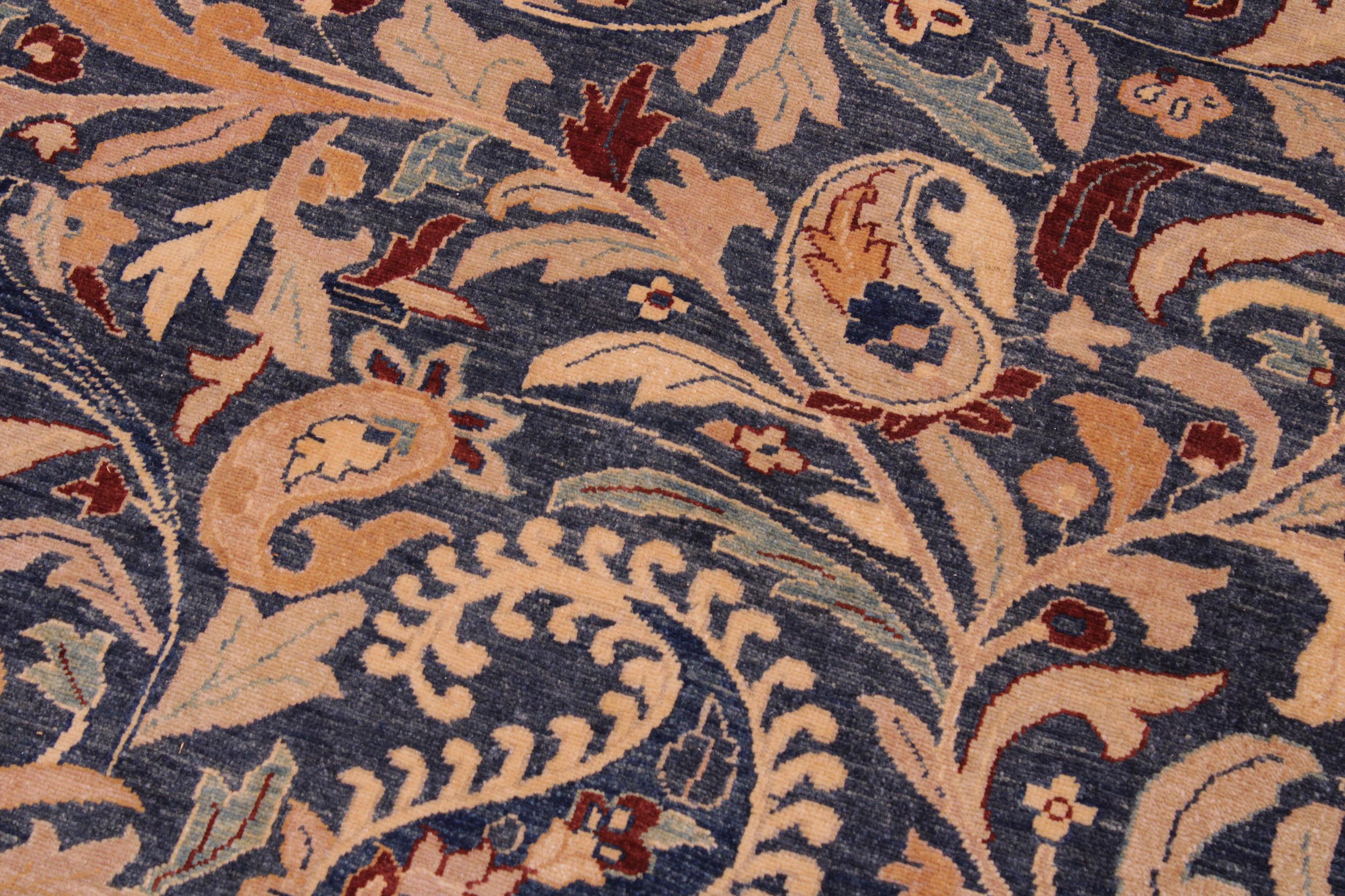 handmade Traditional Lahore Blue Aubergine Hand Knotted RECTANGLE 100% WOOL area rug 9' x 12'