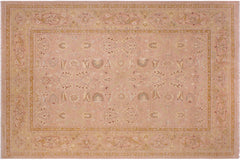 handmade Traditional Lahore Lt. Brown Tan Hand Knotted RECTANGLE 100% WOOL area rug 9' x 12'