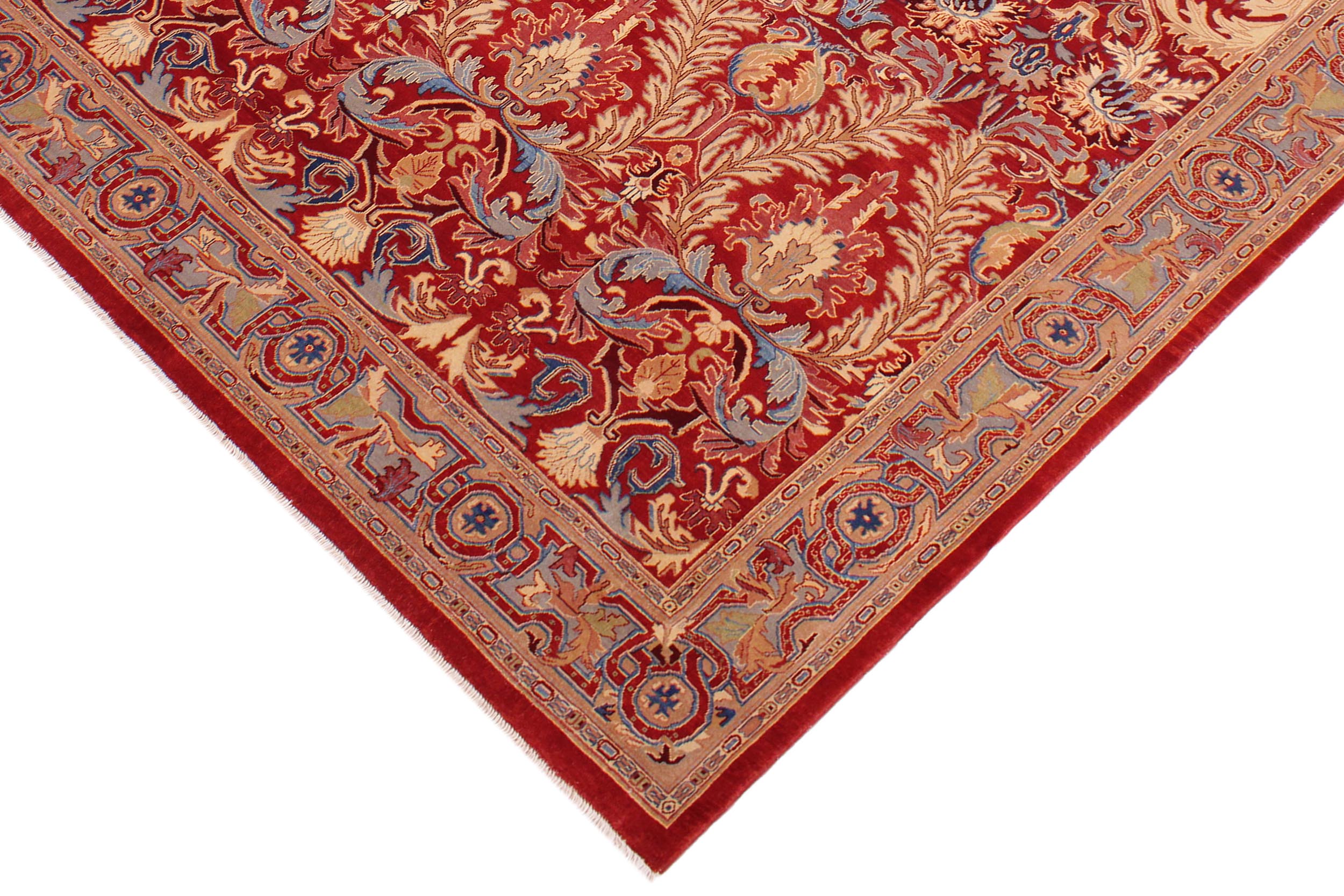 handmade Traditional Lahore Red Lt. Brown Hand Knotted RECTANGLE 100% WOOL area rug 9' x 12'