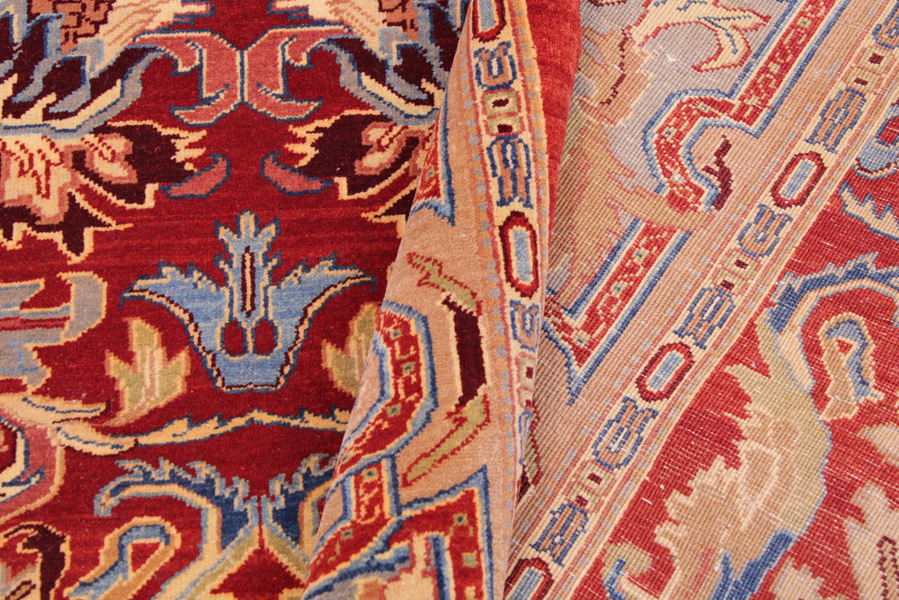 handmade Traditional Lahore Red Lt. Brown Hand Knotted RECTANGLE 100% WOOL area rug 9' x 12'
