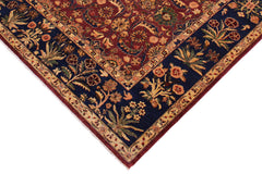 handmade Traditional Lahore Aubergine Blue Hand Knotted RECTANGLE 100% WOOL area rug 9' x 12'