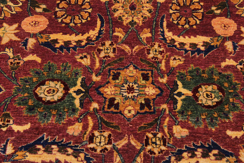 handmade Traditional Lahore Aubergine Blue Hand Knotted RECTANGLE 100% WOOL area rug 9' x 12'
