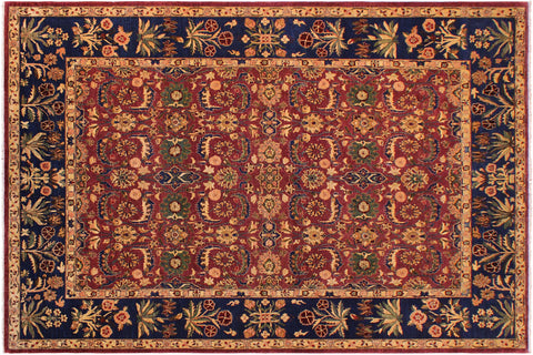 handmade Traditional Lahore Aubergine Blue Hand Knotted RECTANGLE 100% WOOL area rug 9' x 12'