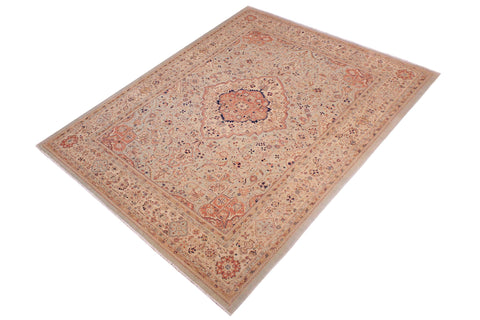 handmade Traditional Lahore Lt. Blue Ivory Hand Knotted RECTANGLE 100% WOOL area rug 9' x 12'