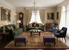 Turkish Knotted Agra Istanbul Liza Red/Blue Wool Rug - 9'4'' x 11'11''