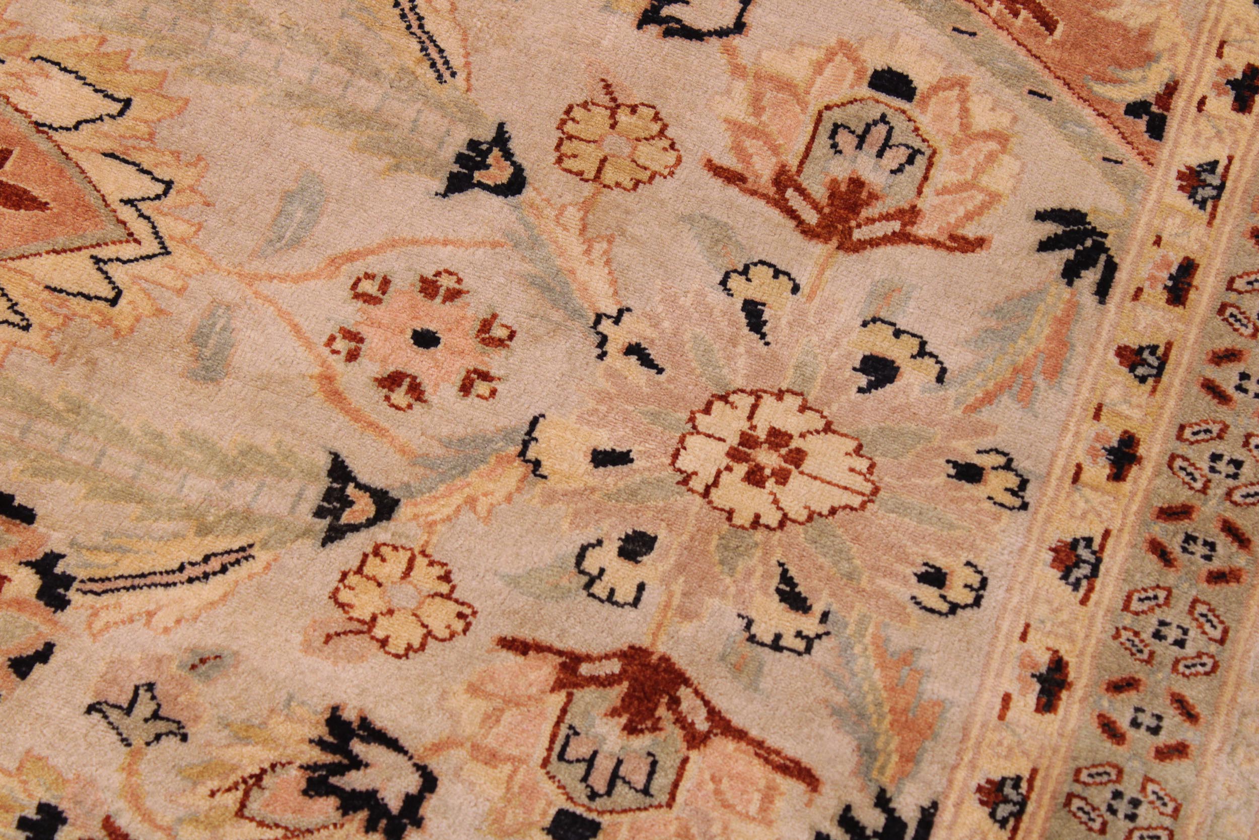 handmade Traditional Lahore Lt. Gray Black Hand Knotted RECTANGLE 100% WOOL area rug 9' x 12'