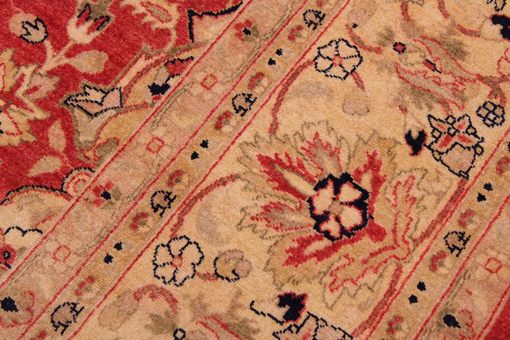 handmade Transitional Lahore Rust Tan Hand Knotted RECTANGLE 100% WOOL area rug 9' x 12'