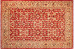 handmade Transitional Lahore Rust Tan Hand Knotted RECTANGLE 100% WOOL area rug 9' x 12'