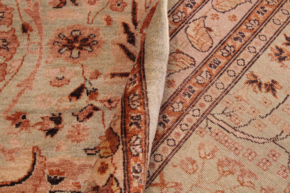 handmade Traditional Kafkaz Lt. Green Copper Hand Knotted RECTANGLE 100% WOOL area rug 9' x 12'