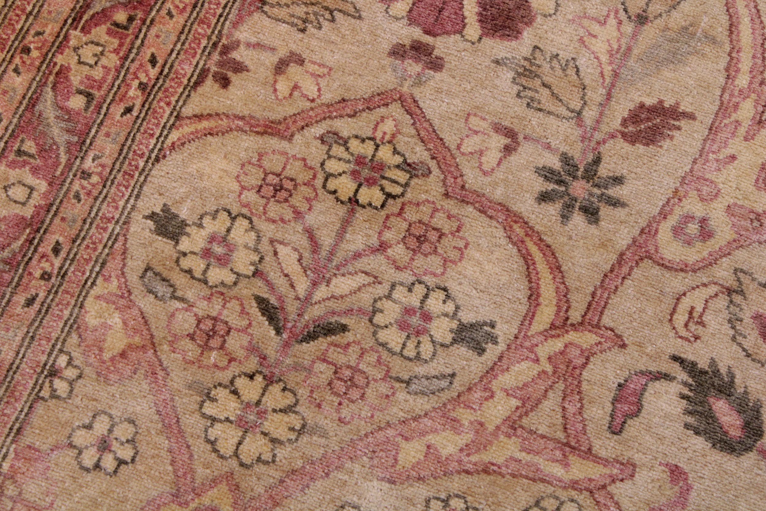 handmade Traditional Lahore Lt. Tan Lt. Gold Hand Knotted RECTANGLE 100% WOOL area rug 9' x 12'