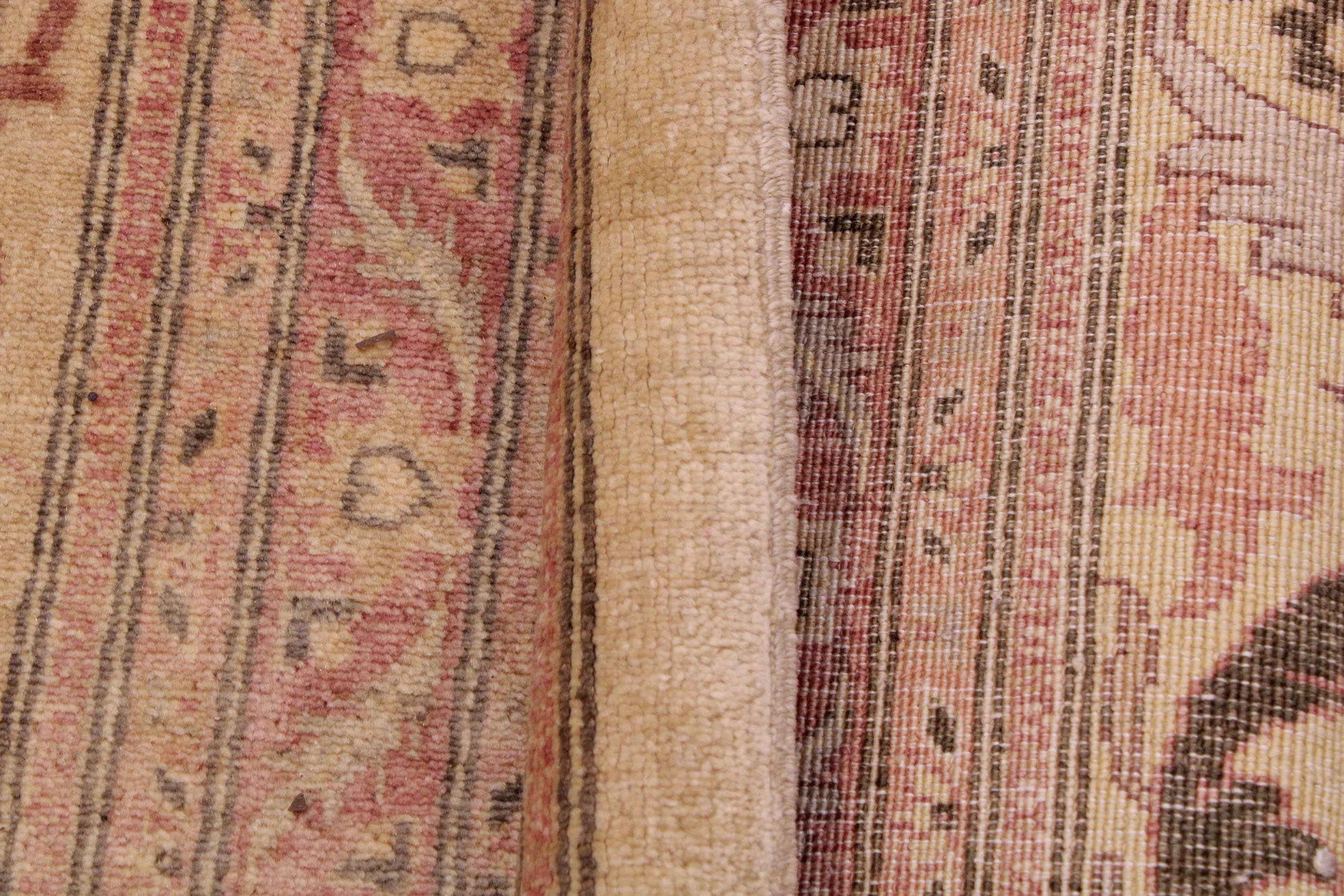 handmade Traditional Lahore Lt. Tan Lt. Gold Hand Knotted RECTANGLE 100% WOOL area rug 9' x 12'