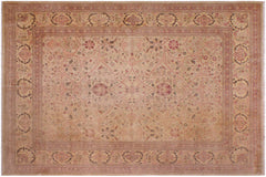 handmade Traditional Lahore Lt. Tan Lt. Gold Hand Knotted RECTANGLE 100% WOOL area rug 9' x 12'