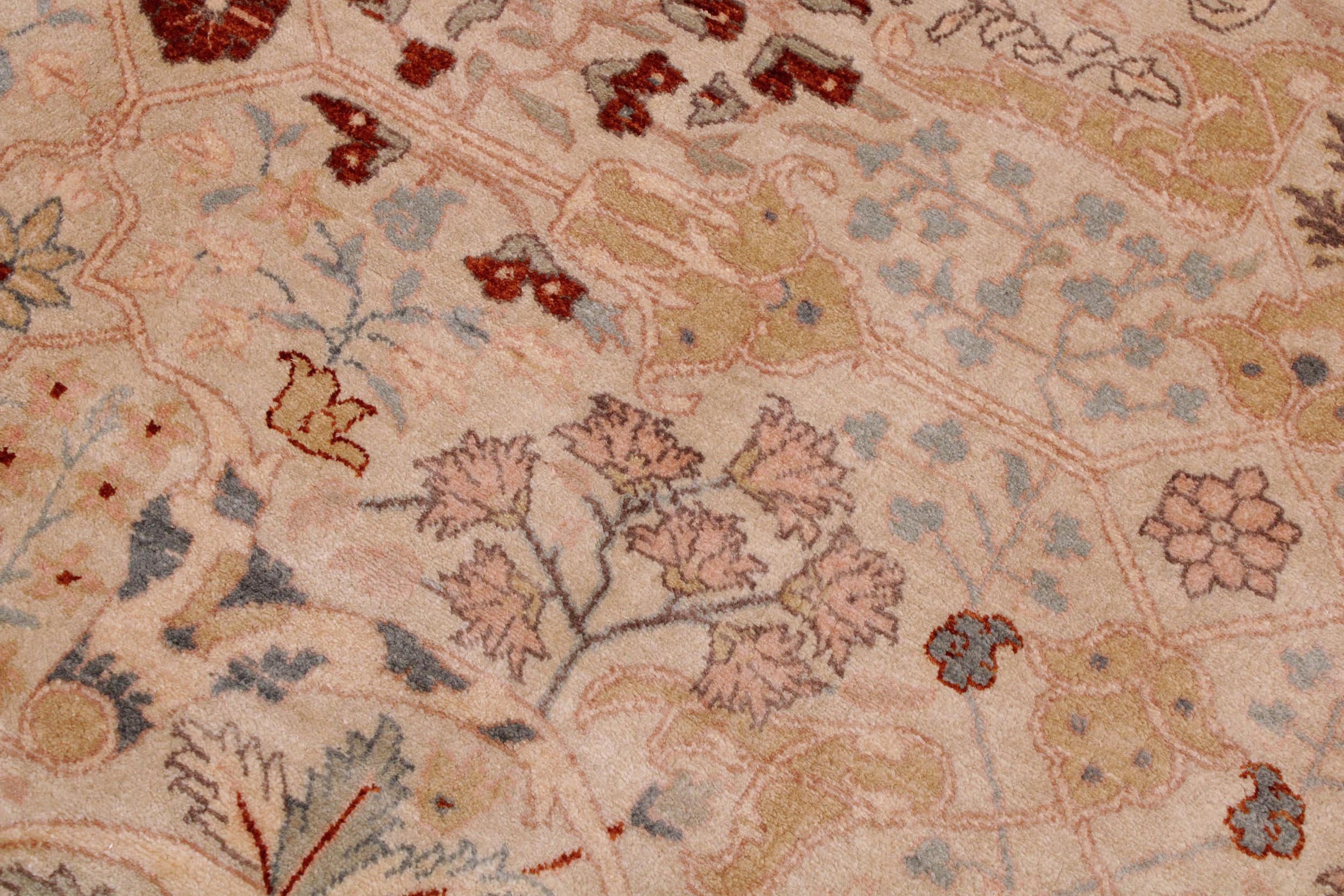 handmade Traditional Lahore Beige Lt. Blue Hand Knotted RECTANGLE 100% WOOL area rug 9' x 12'