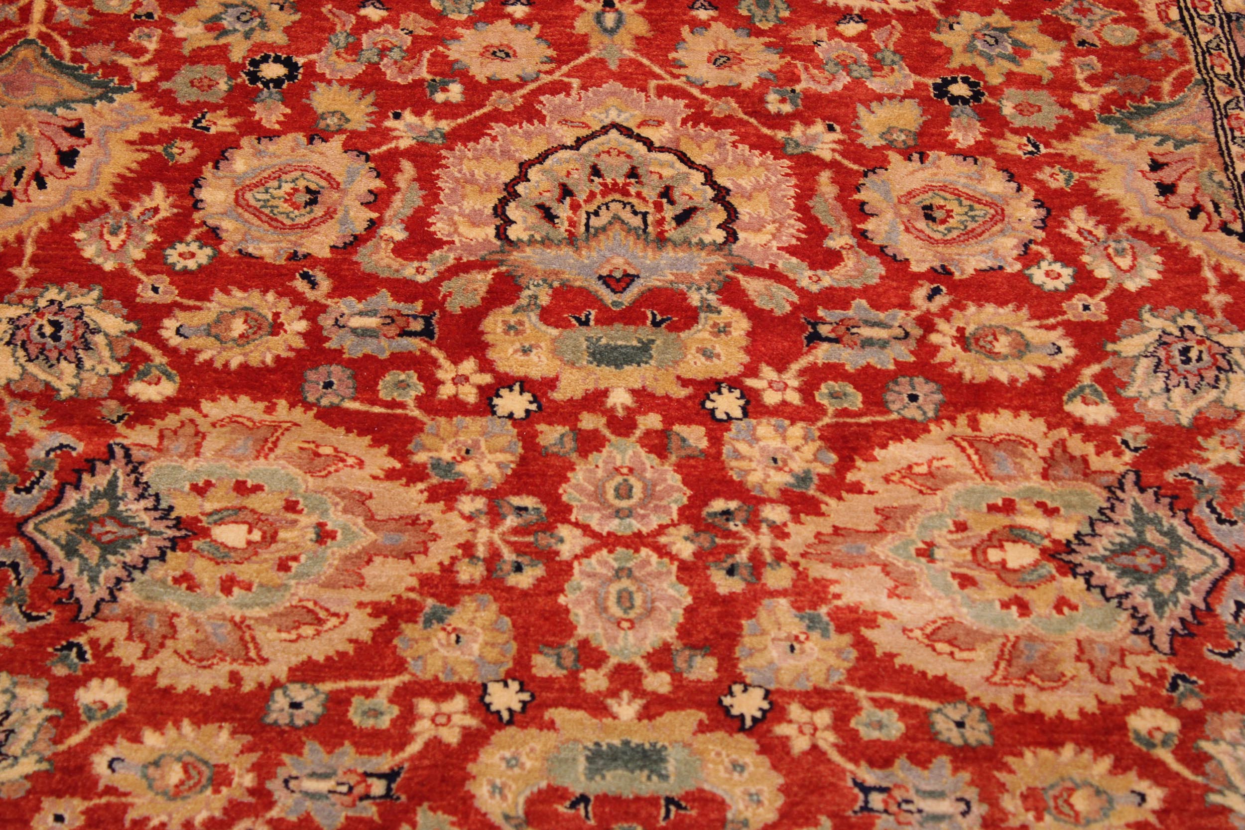 handmade Traditional Lahore Rust Tan Hand Knotted RECTANGLE 100% WOOL area rug 9' x 12'