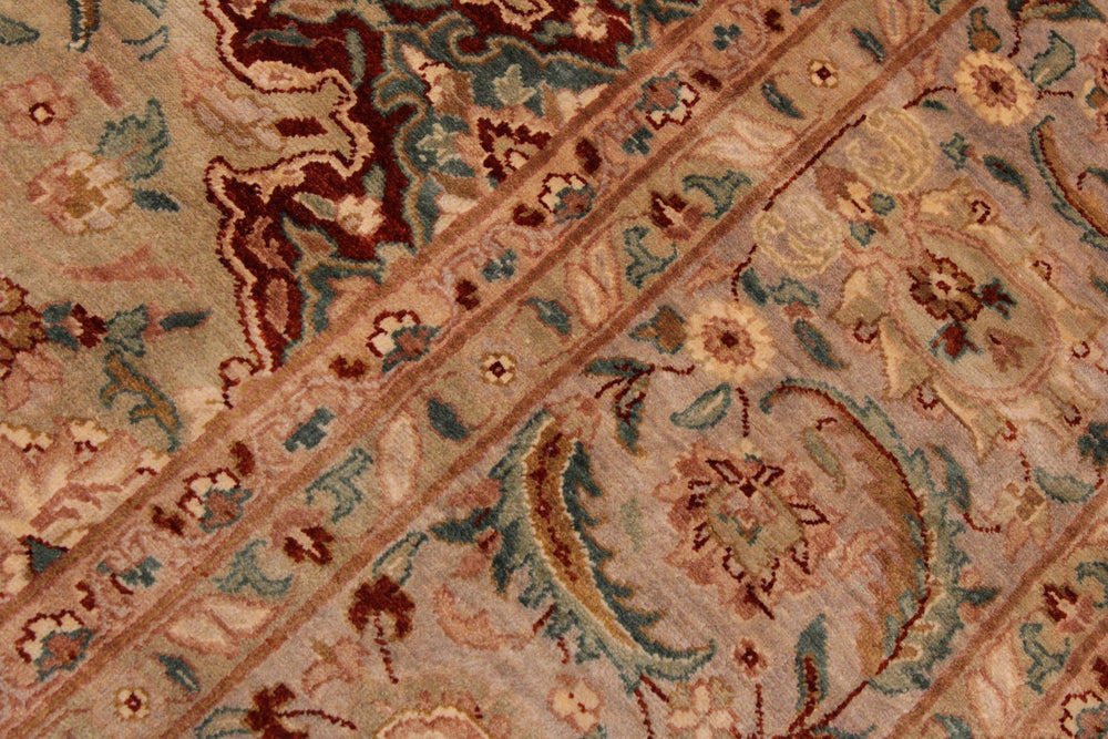 handmade Transitional  Lt. Green Lt. Green Hand Knotted RECTANGLE 100% WOOL area rug 9' x 12'