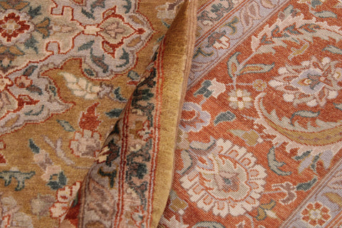 handmade Traditional  Gold Rust Hand Knotted RECTANGLE 100% WOOL area rug 9' x 12'
