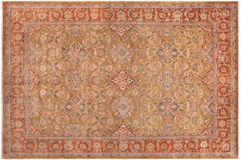 handmade Traditional  Gold Rust Hand Knotted RECTANGLE 100% WOOL area rug 9' x 12'