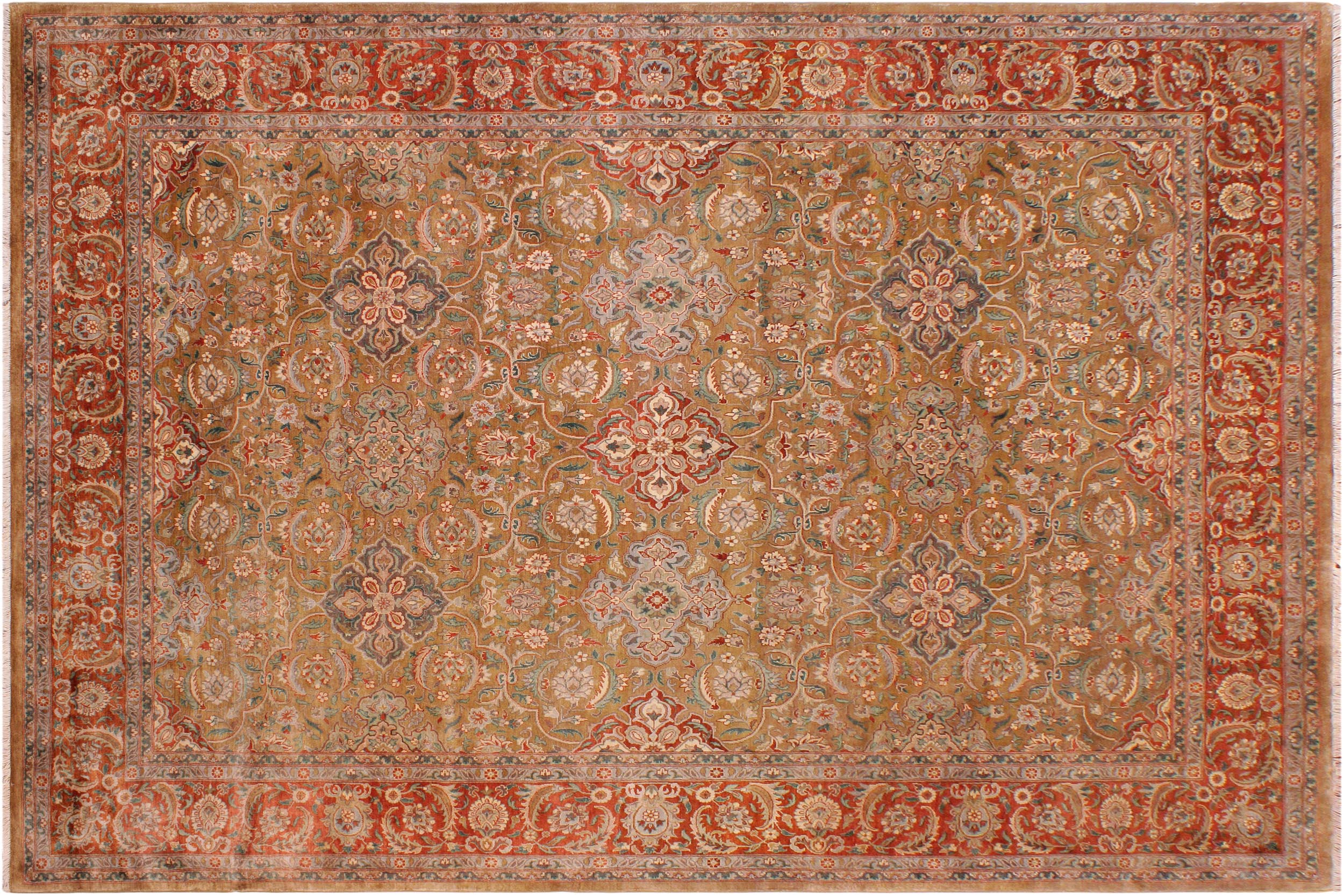 handmade Traditional  Gold Rust Hand Knotted RECTANGLE 100% WOOL area rug 9' x 12'