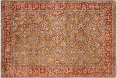 handmade Traditional  Gold Rust Hand Knotted RECTANGLE 100% WOOL area rug 9' x 12'