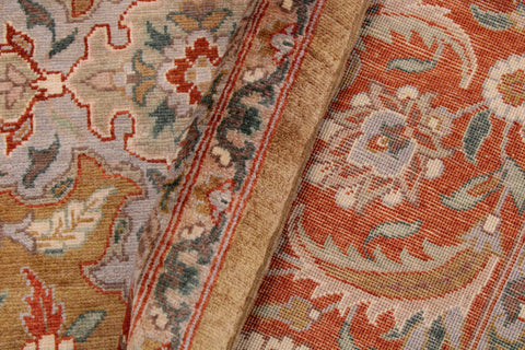 handmade Traditional  Gold Rust Hand Knotted RECTANGLE 100% WOOL area rug 9' x 12'
