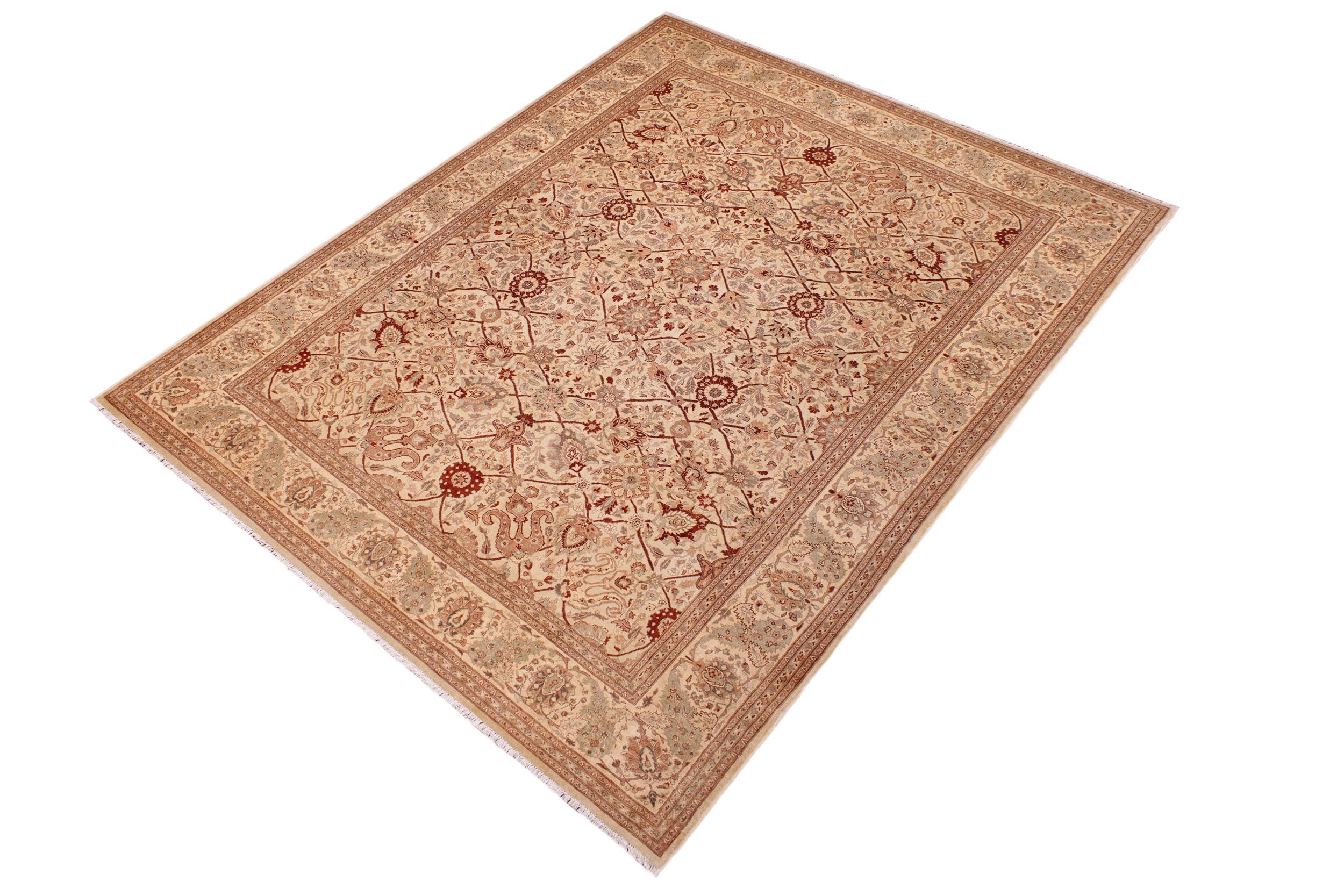 handmade Traditional Kafkaz Gold Lt. Tan Hand Knotted RECTANGLE 100% WOOL area rug 9' x 12'