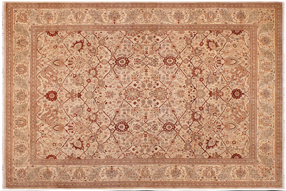 handmade Traditional Kafkaz Gold Lt. Tan Hand Knotted RECTANGLE 100% WOOL area rug 9' x 12'