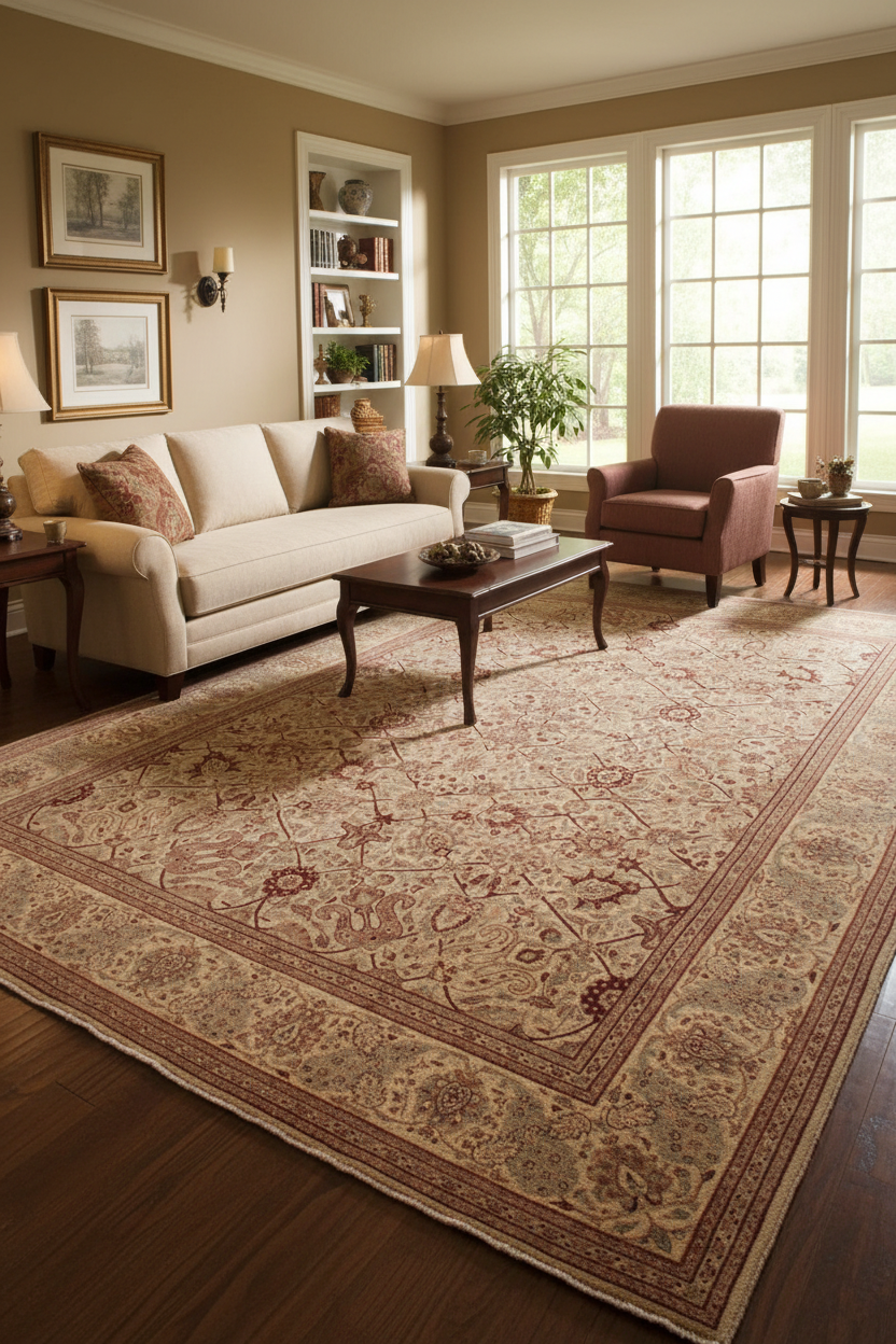handmade Traditional  Tan Lt. Tan Hand Knotted RECTANGLE 100% WOOL area rug 9' x 12'