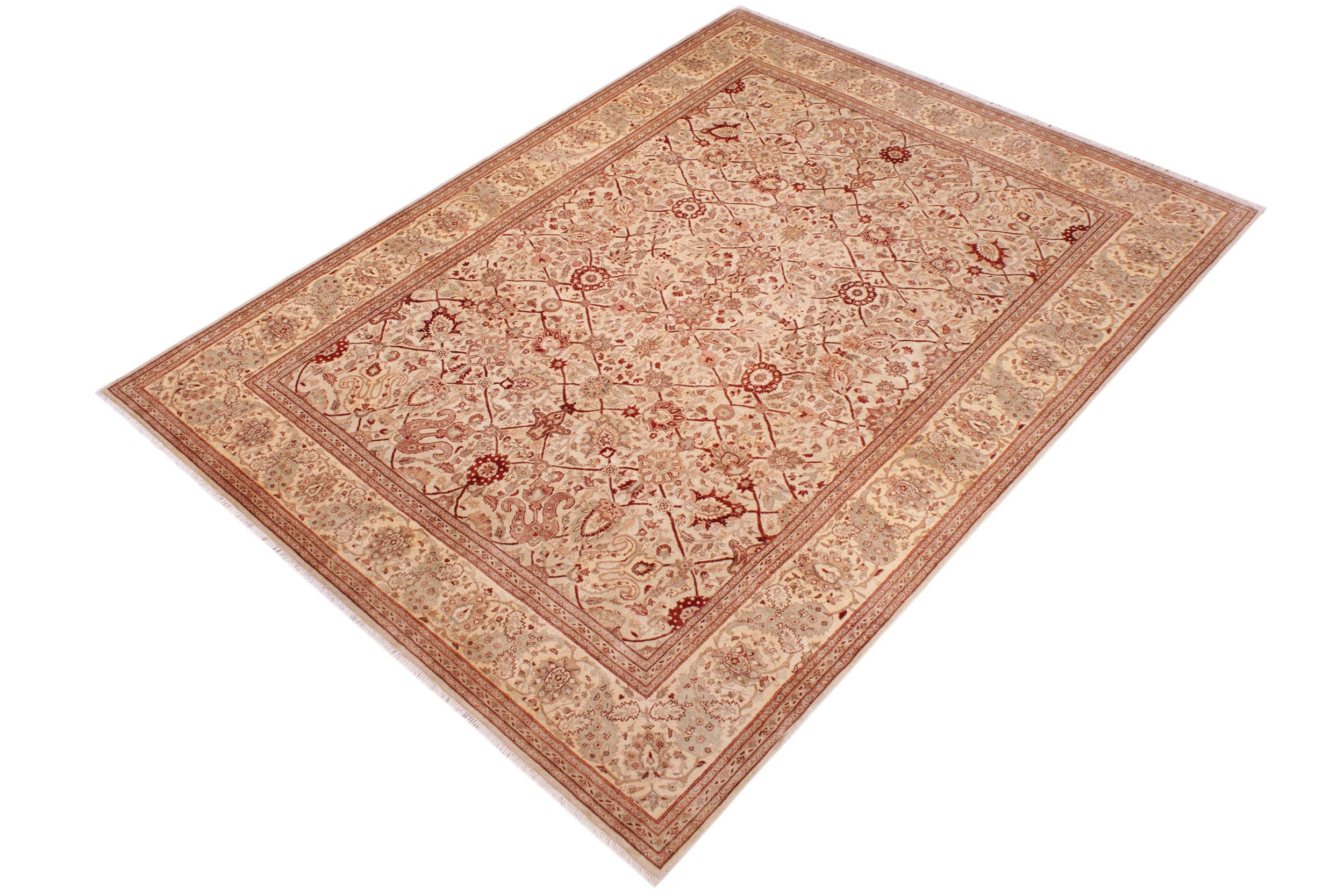handmade Traditional  Tan Lt. Tan Hand Knotted RECTANGLE 100% WOOL area rug 9' x 12'