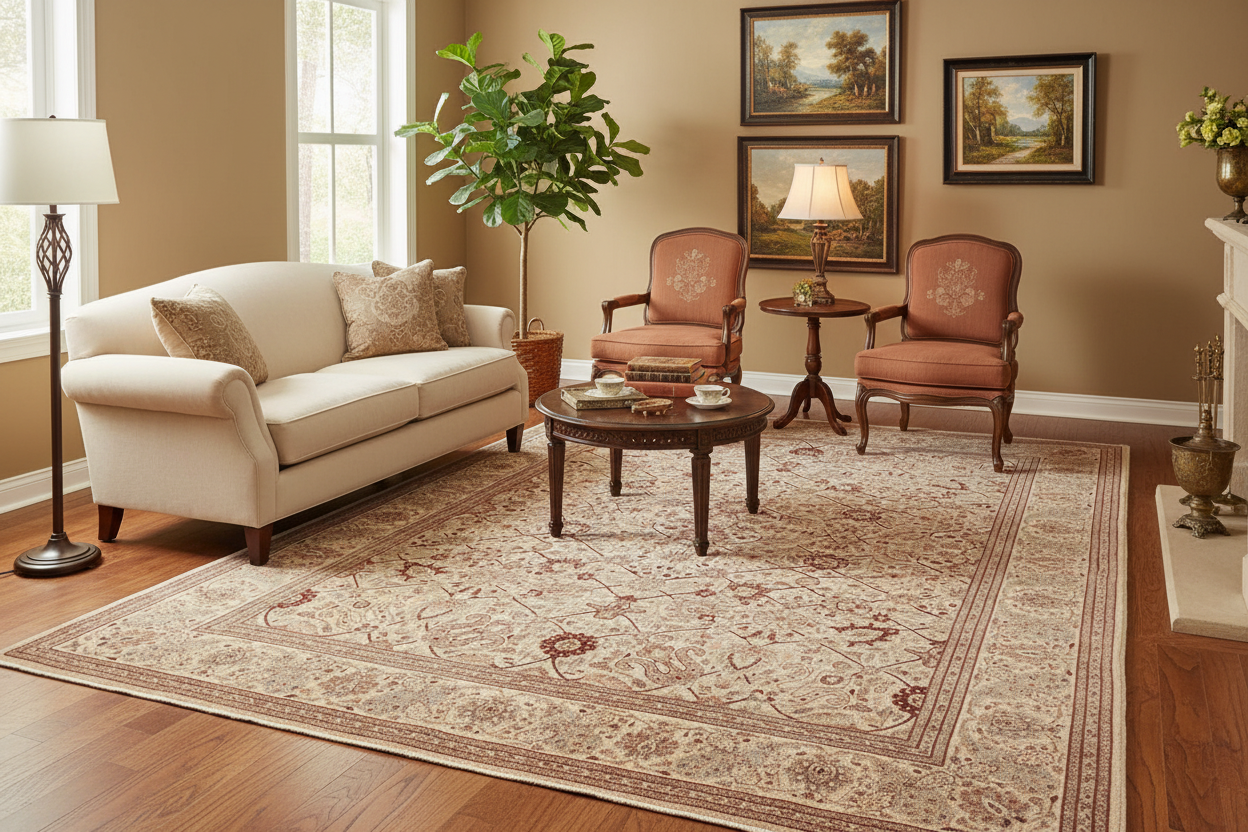 handmade Traditional  Ivory Copper Hand Knotted RECTANGLE 100% WOOL area rug 9' x 12'