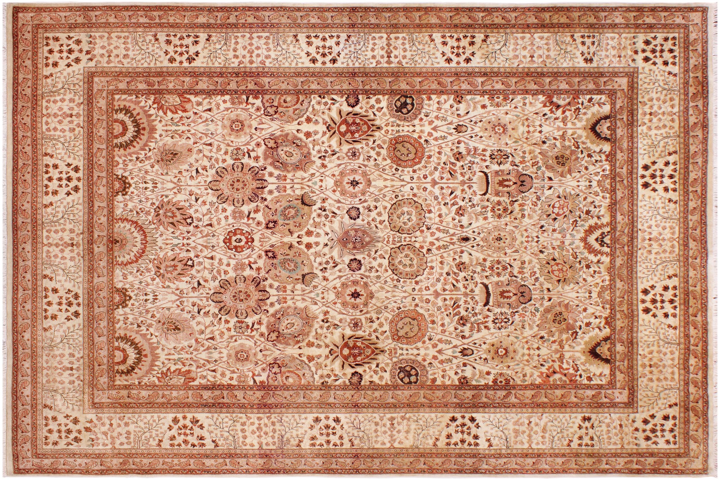 handmade Traditional  Beige Copper Hand Knotted RECTANGLE 100% WOOL area rug 9' x 12'