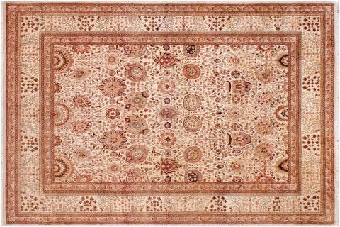 handmade Traditional  Beige Copper Hand Knotted RECTANGLE 100% WOOL area rug 9' x 12'