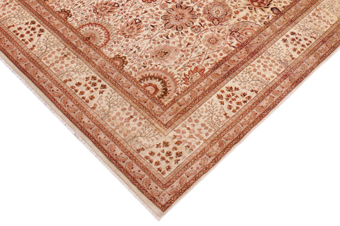 handmade Traditional  Beige Copper Hand Knotted RECTANGLE 100% WOOL area rug 9' x 12'