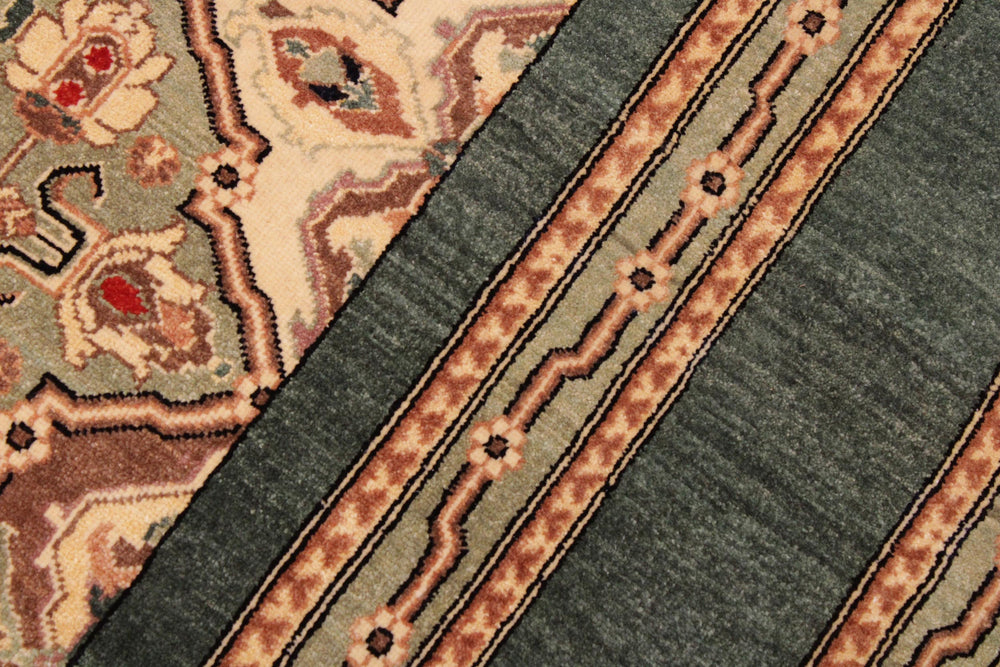 handmade Transitional  Green Beige Hand Knotted RECTANGLE 100% WOOL area rug 9' x 12'