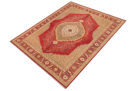handmade Traditional Design Red Beige Hand Knotted RECTANGLE 100% WOOL area rug 9' x 12'