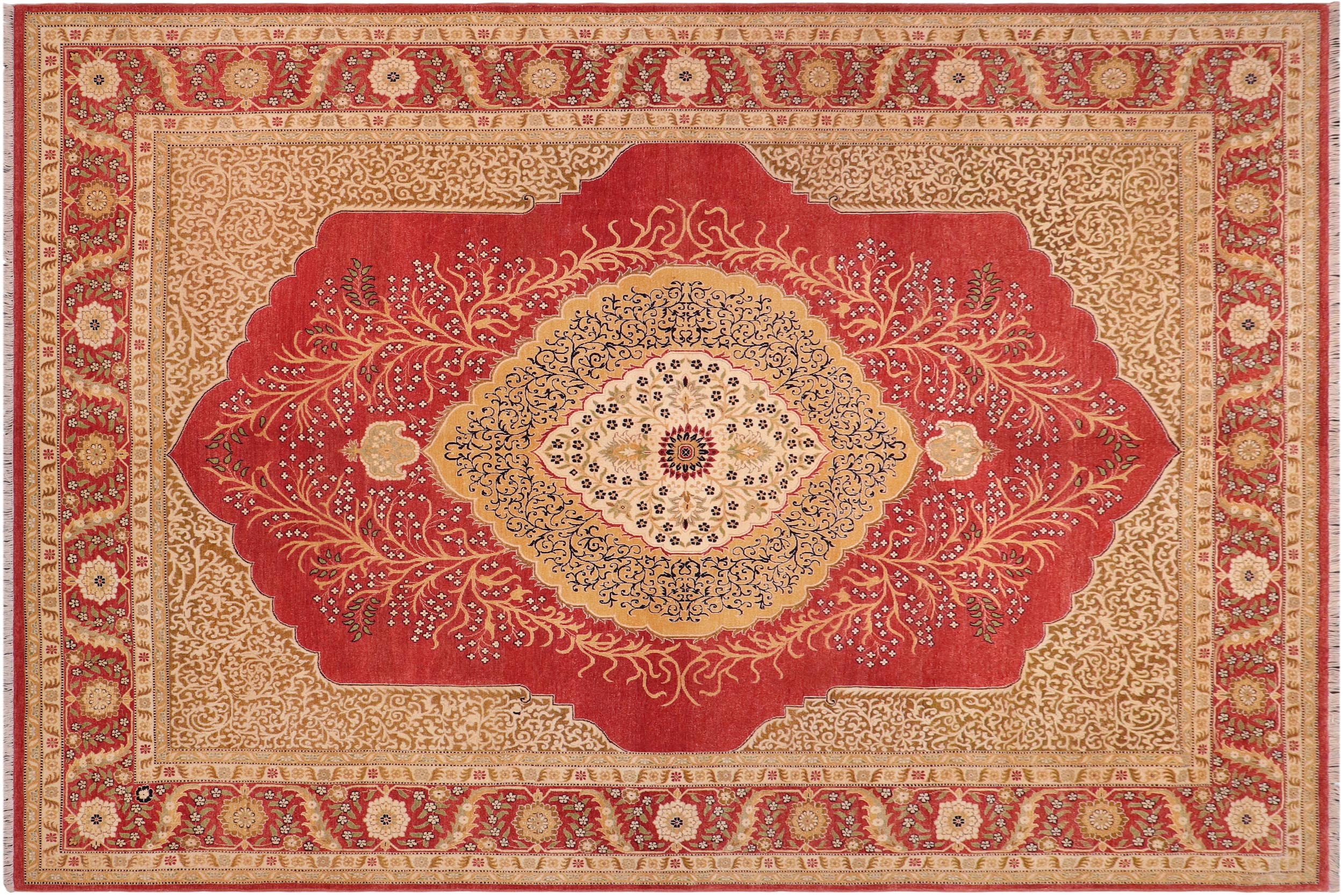 handmade Traditional Design Red Beige Hand Knotted RECTANGLE 100% WOOL area rug 9' x 12'