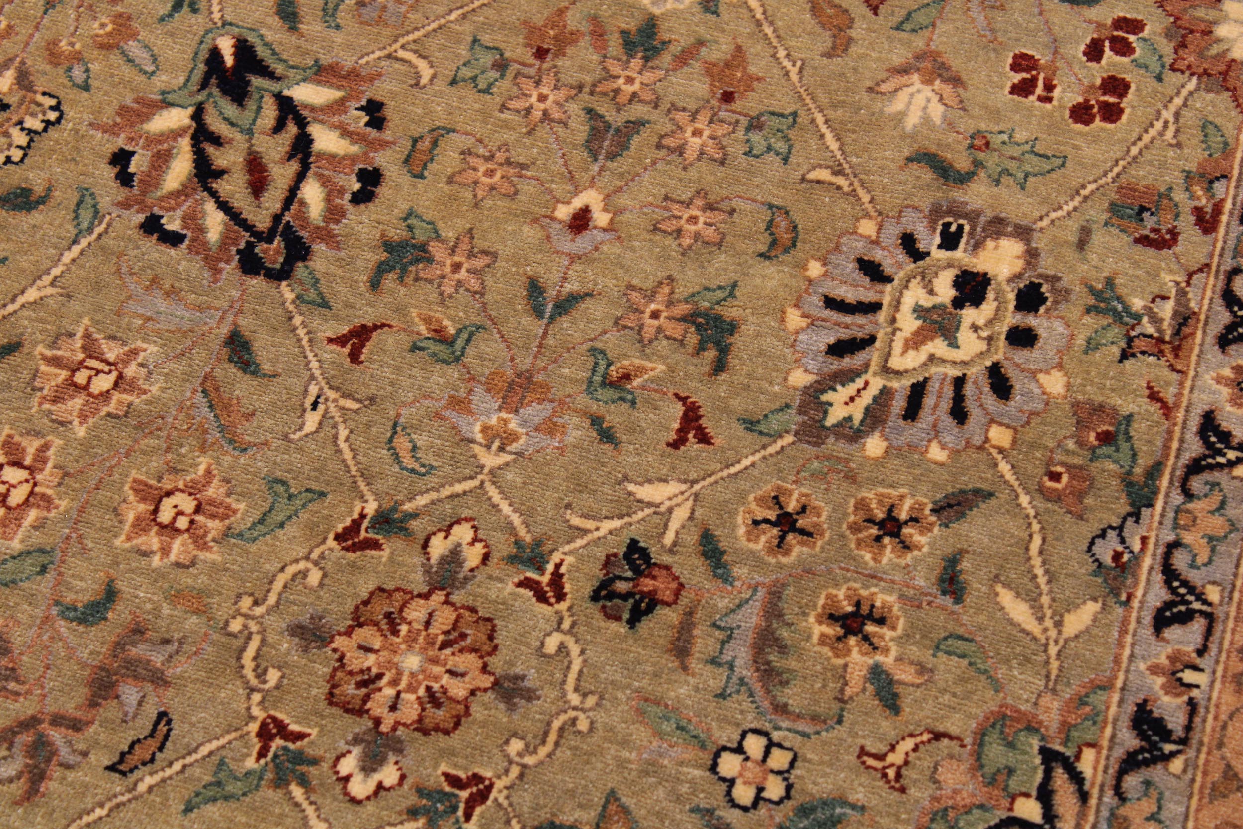 handmade Traditional Design Lt. Green Drk. Blue Hand Knotted RECTANGLE 100% WOOL area rug 9' x 12'