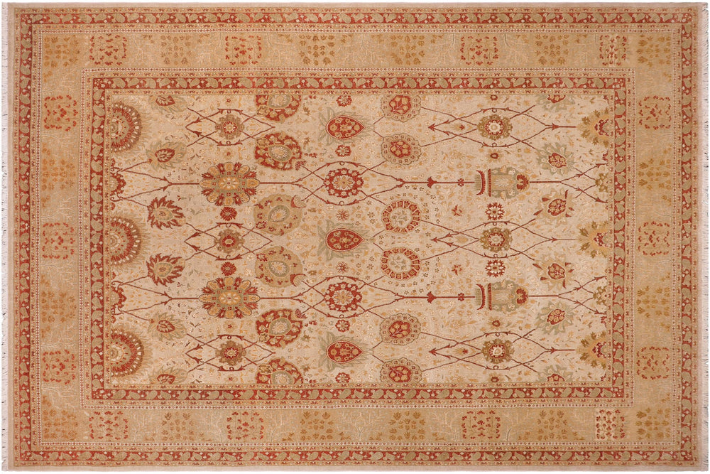 handmade Traditional  Tan Gold Hand Knotted RECTANGLE 100% WOOL area rug 9' x 12'