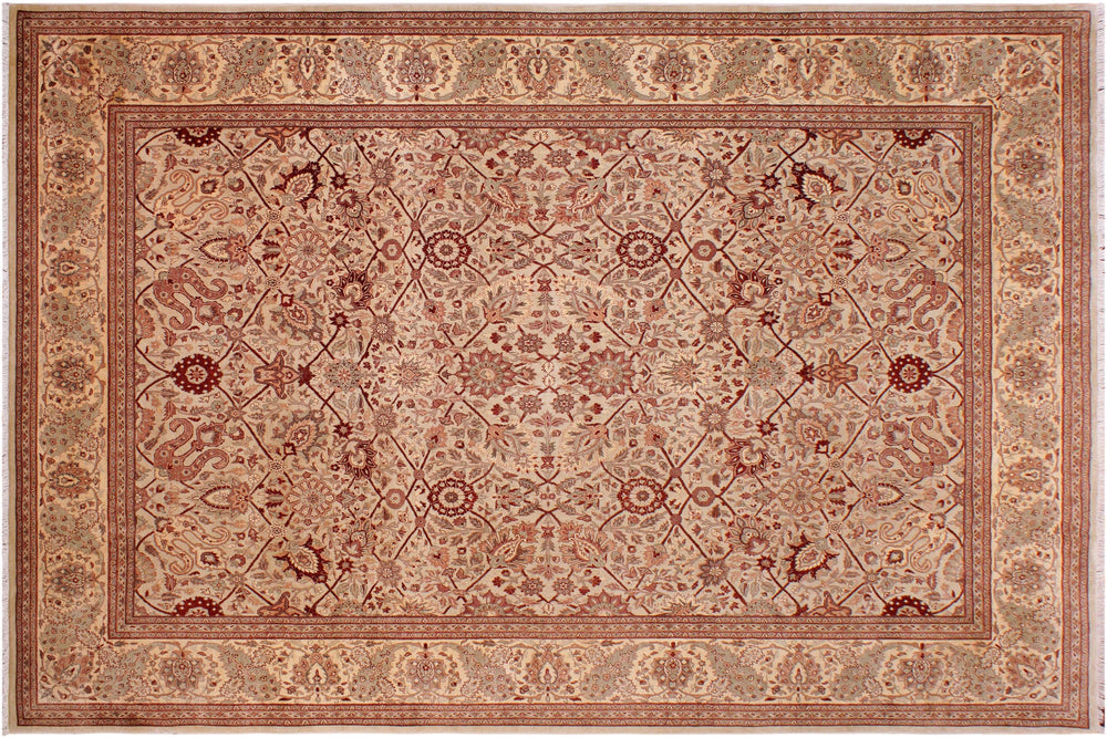 handmade Traditional  Lt. Tan Beige Hand Knotted RECTANGLE 100% WOOL area rug 9' x 12'
